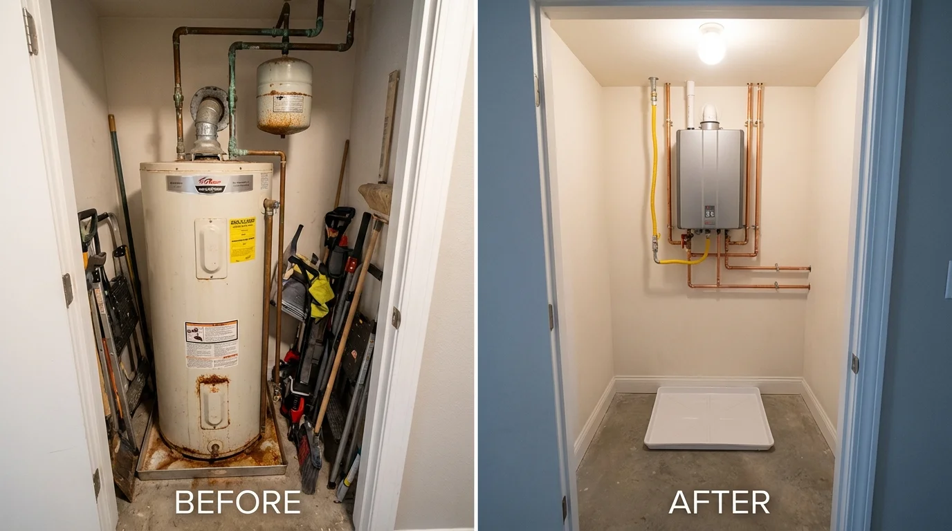 Tank water heater versus wall-mounted tankless unit comparison for Homer, IL homeowners